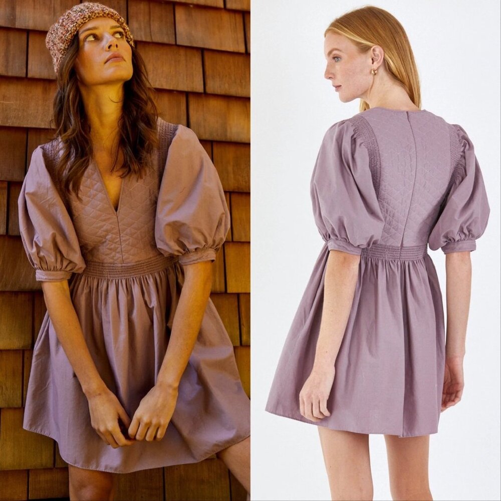 Hunter Bell Dixon Mini Dress‎ Garden Shadow Purple Feminine Whimsy Cottage M B30